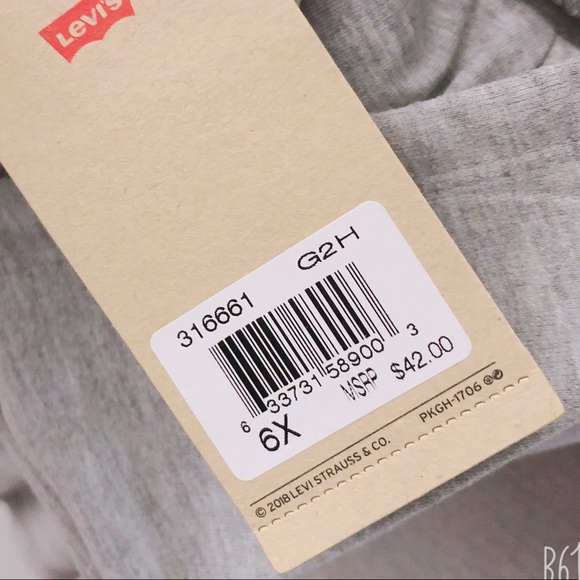 Levi’s Peplum Hoodie Sweatshirt Heather Grey Girls Size 6X NWT $42.00 - Picture 8 of 10